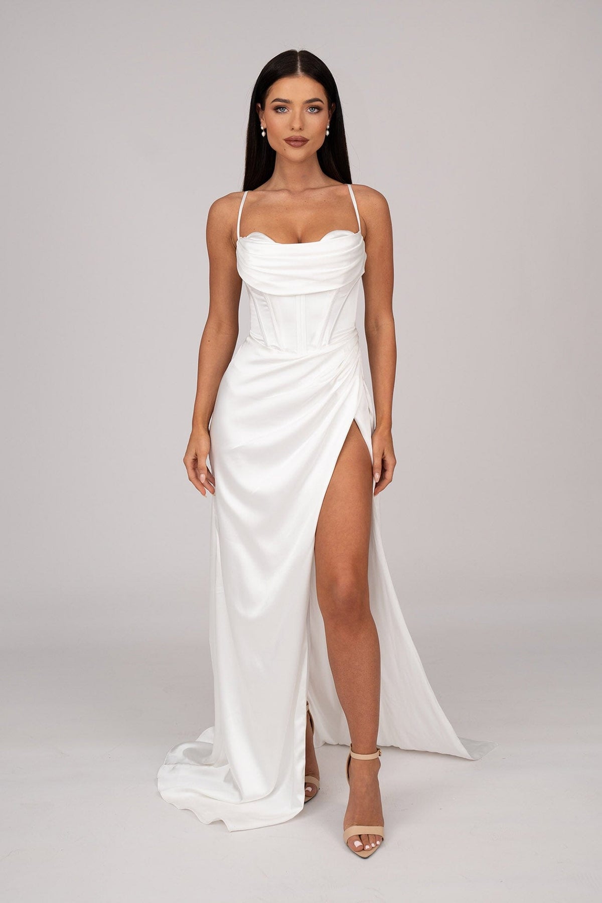 Collective Dress - AYANA Corset Satin Gown - Ivory image 5