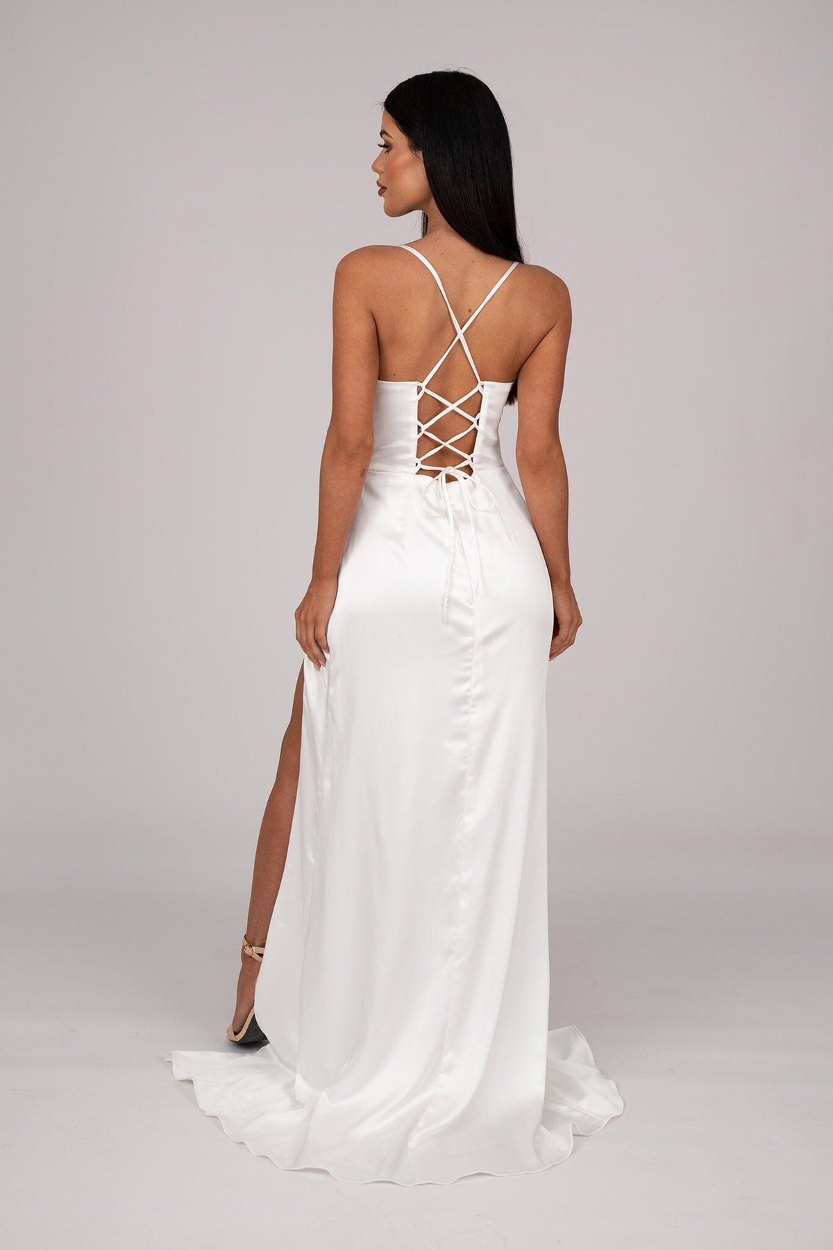 Collective Dress - AYANA Corset Satin Gown - Ivory image 3