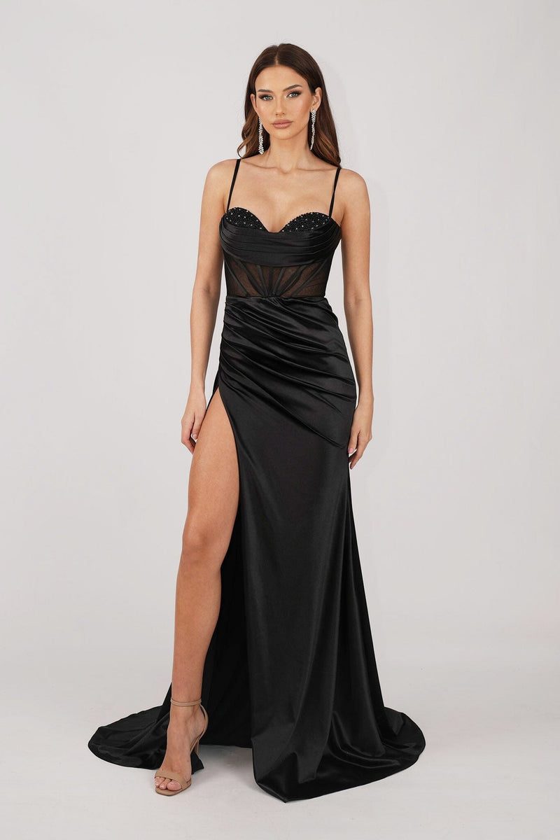 Queen Of All Crystals Corset Gown - Gold Tone With Adjustable Waist For Elegant Eveningwear main image 1