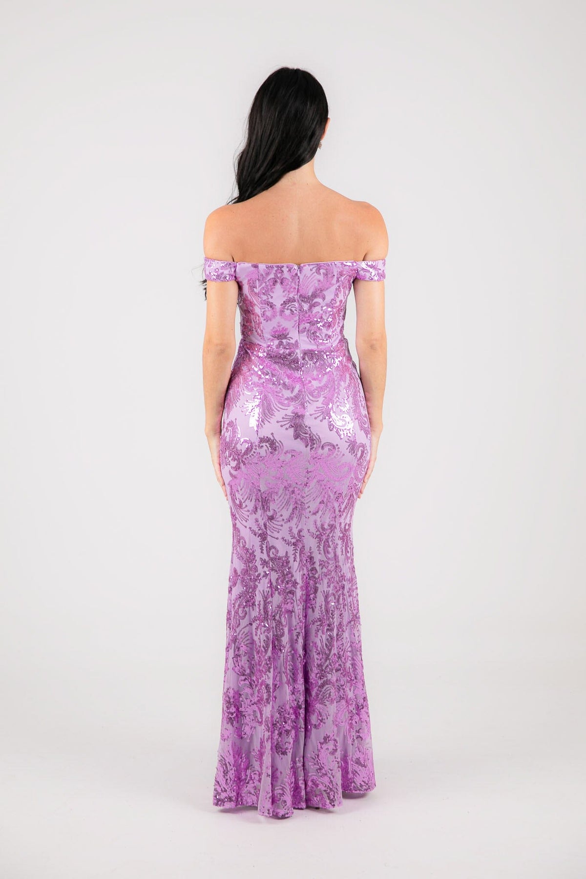 Collective Dress - Ramona Off Shoulder Sequin Gown - Lilac image 3