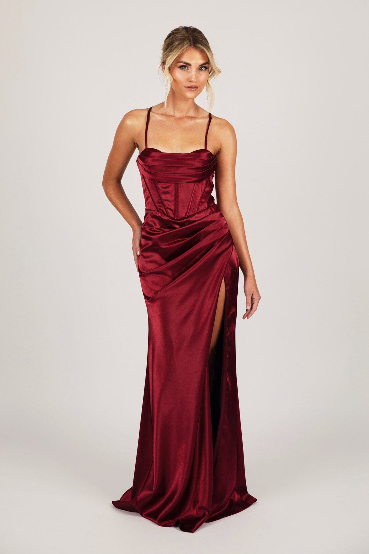Collective Dress - SHANTE Lace Up Back Corset Gown - Deep Red image 6