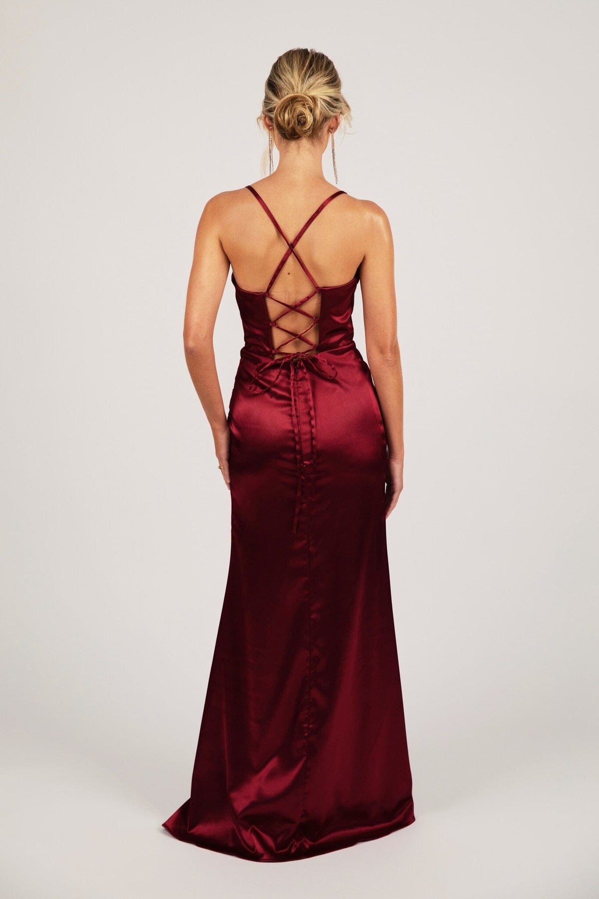 Collective Dress - SHANTE Lace Up Back Corset Gown - Deep Red image 3