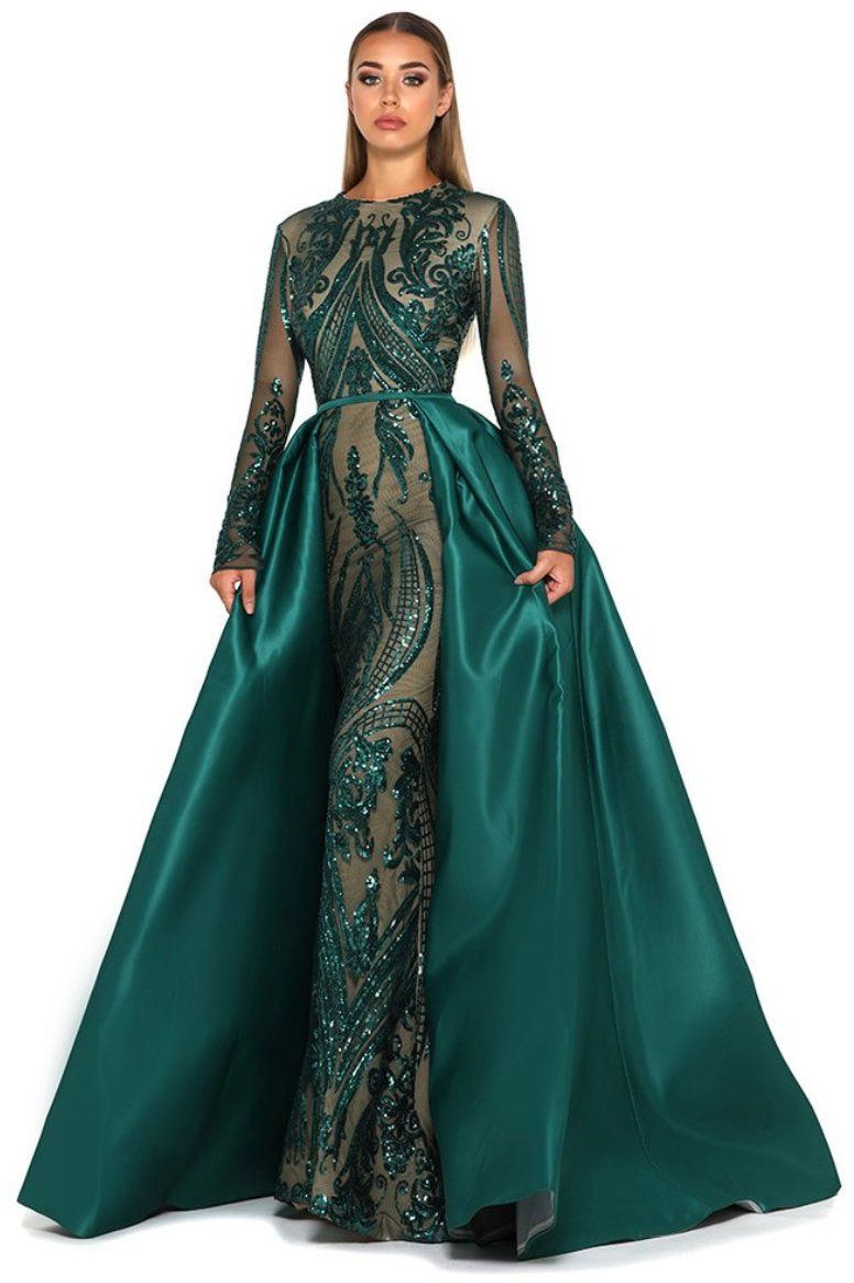 Style 1705 Long Sleeve Gown in Emerald by Portia & Scarlett (XXL - cle Noodz Boutique Style 1705 Long Sleeve Gown in Emerald by Portia & Scarlett (XXL - cle Noodz Boutique