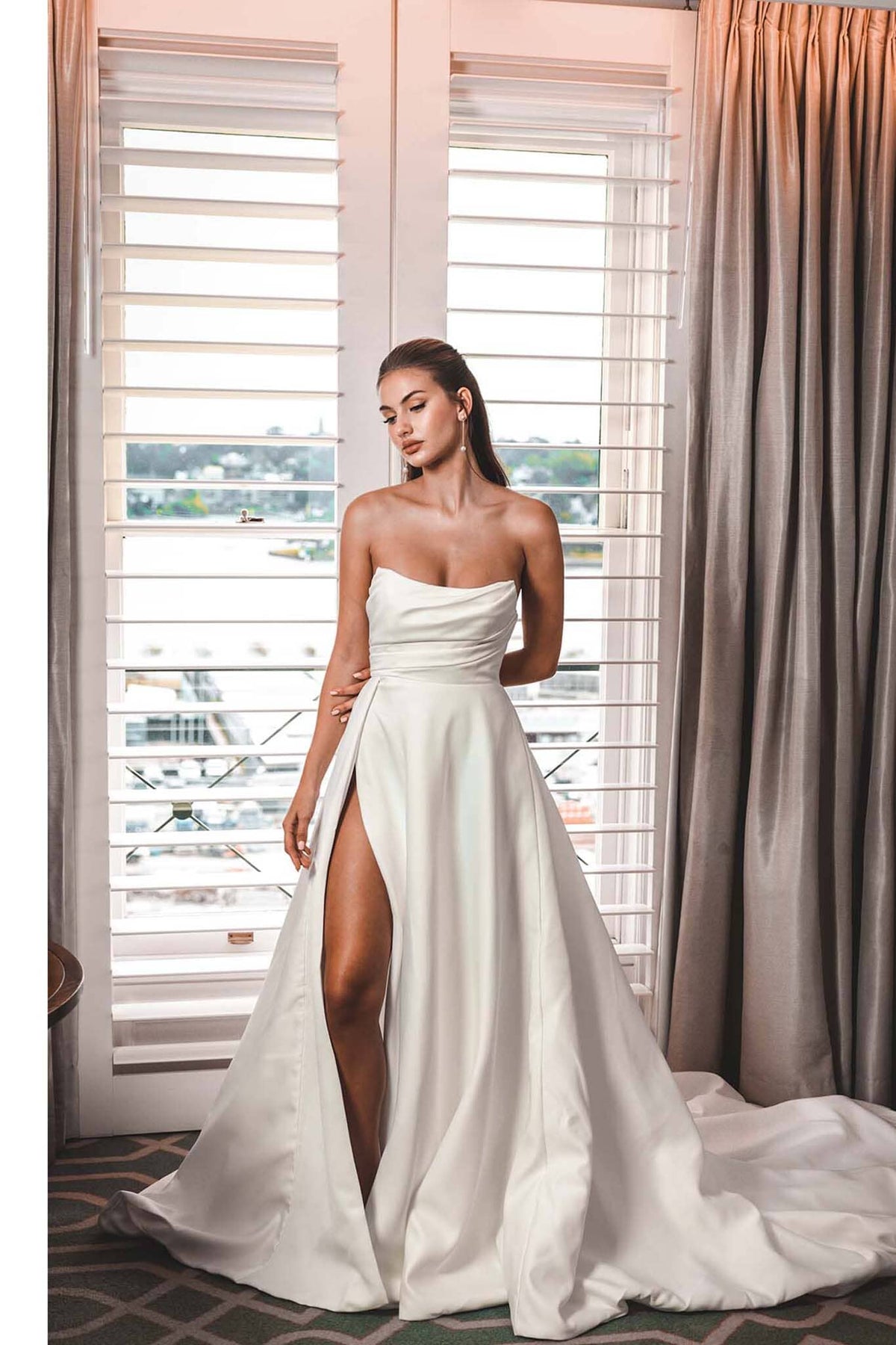 Marion Strapless Satin Wedding Dress Sydney | Classic Elegance Under $1000 Noodz Boutique Marion Strapless Satin Wedding Dress Sydney | Classic Elegance Under $1000 Noodz Boutique