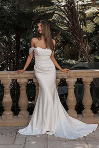 Agnes Off-Shoulder Satin Gown - Ivory