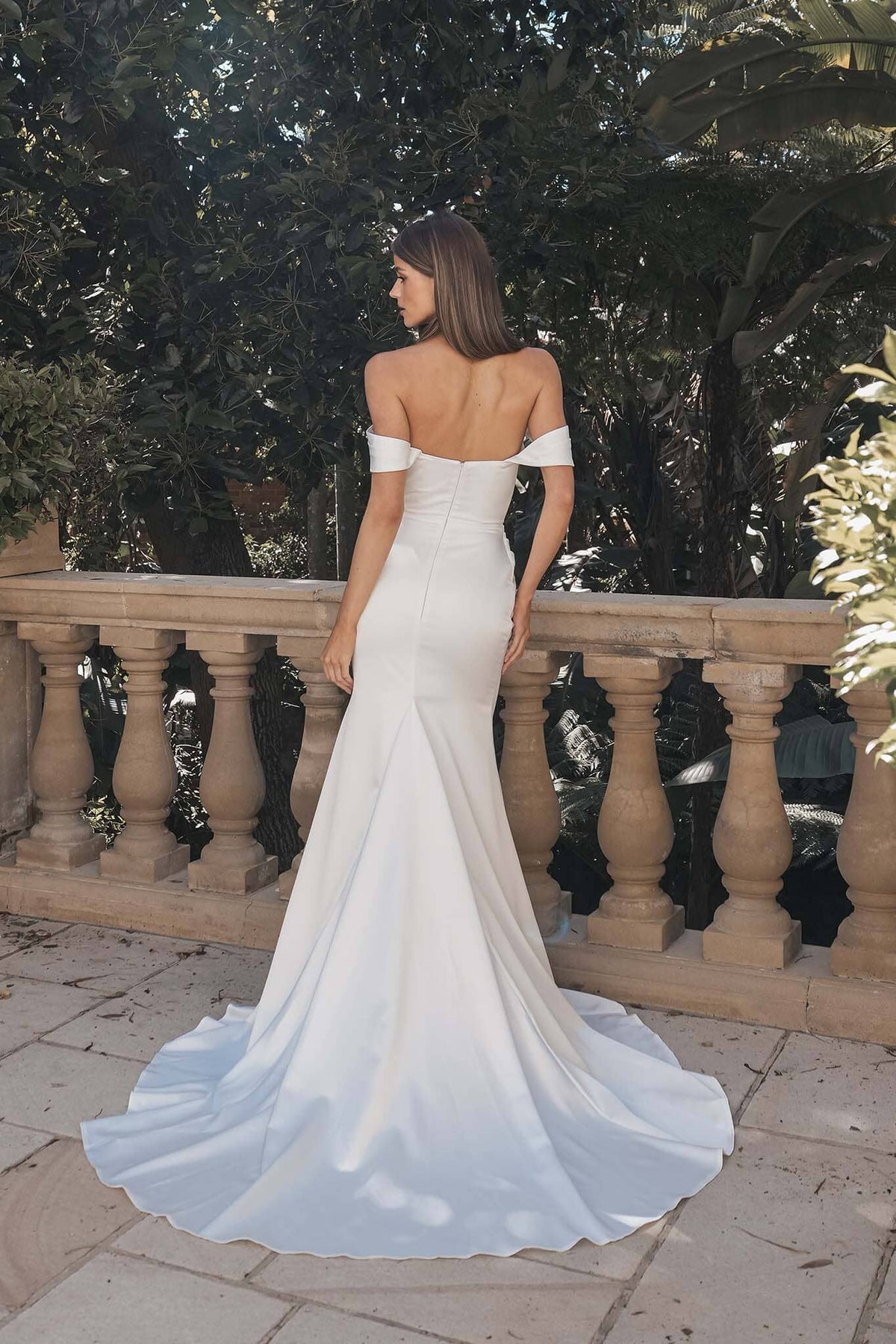 Agnes Off-Shoulder Satin Gown - Ivory