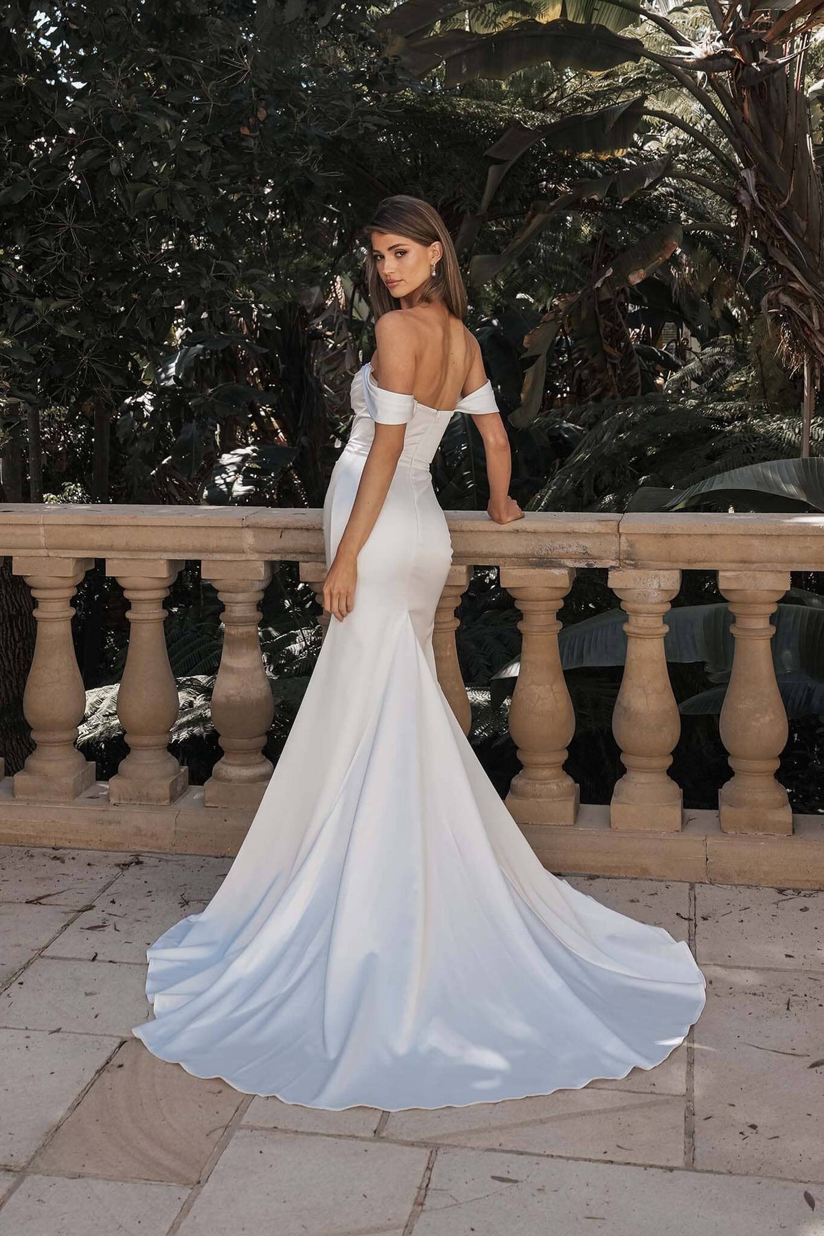 Agnes Off-Shoulder Satin Gown - Ivory