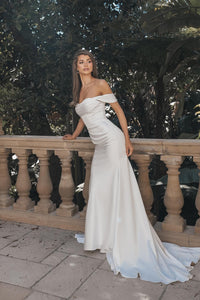 Agnes Off-Shoulder Satin Gown - Ivory