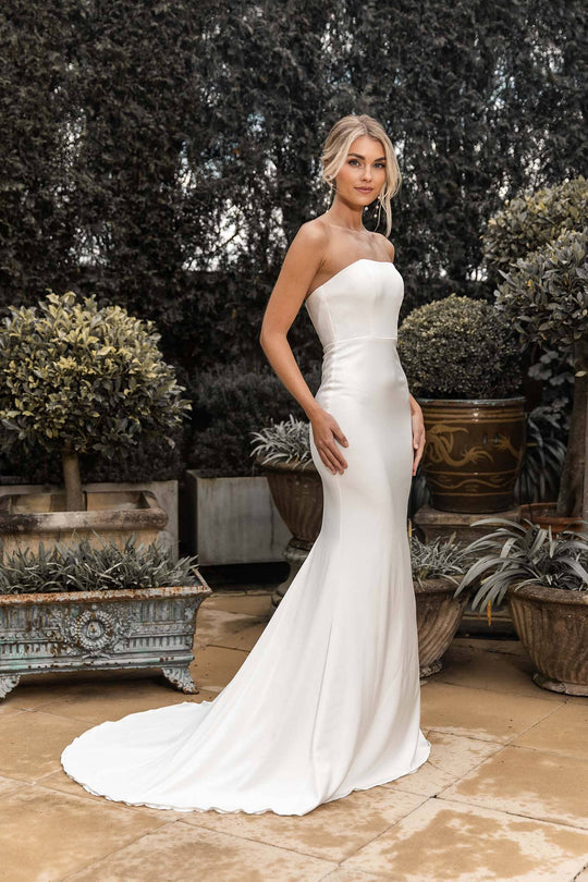 Angelisa Strapless Satin Gown - Ivory