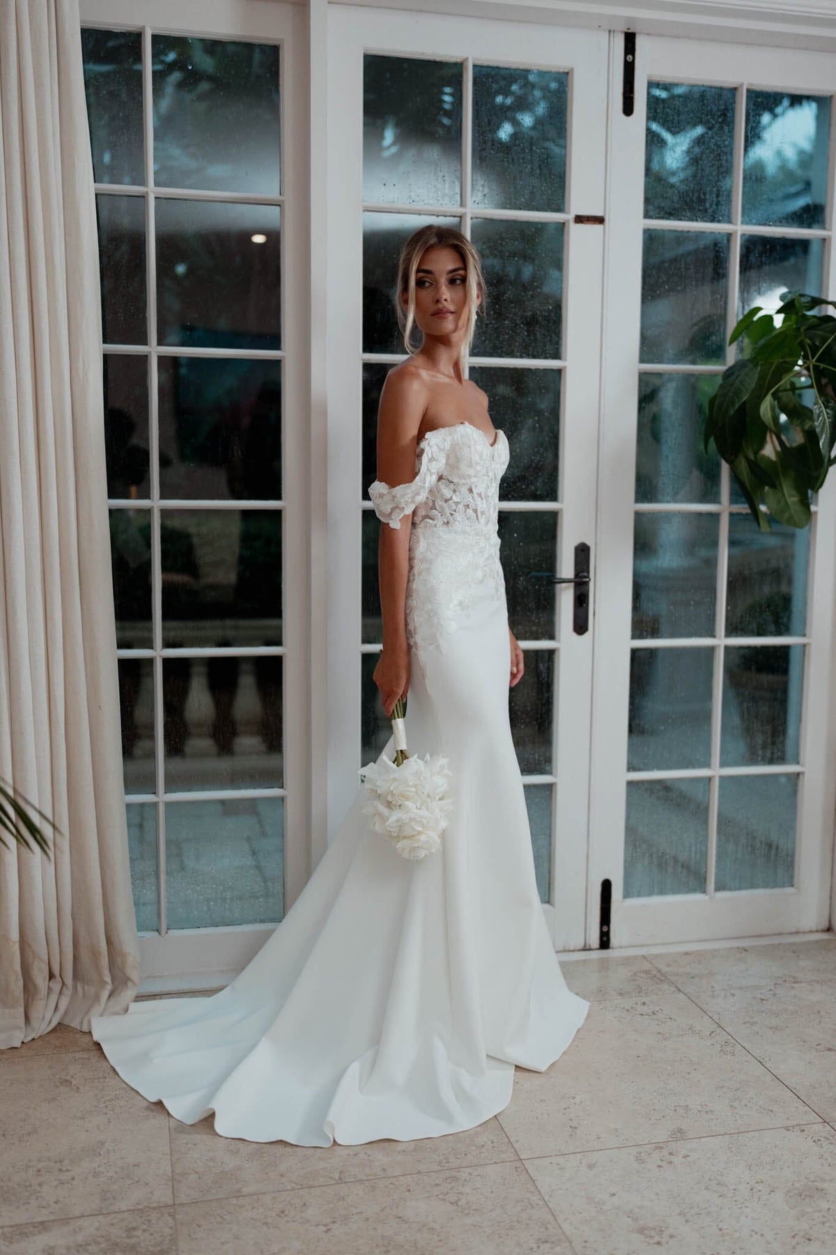 off the shoulder wedding dresses australia Elegant Mikado Ballgown Bridal Dress with Off-the-Shoulder Straps