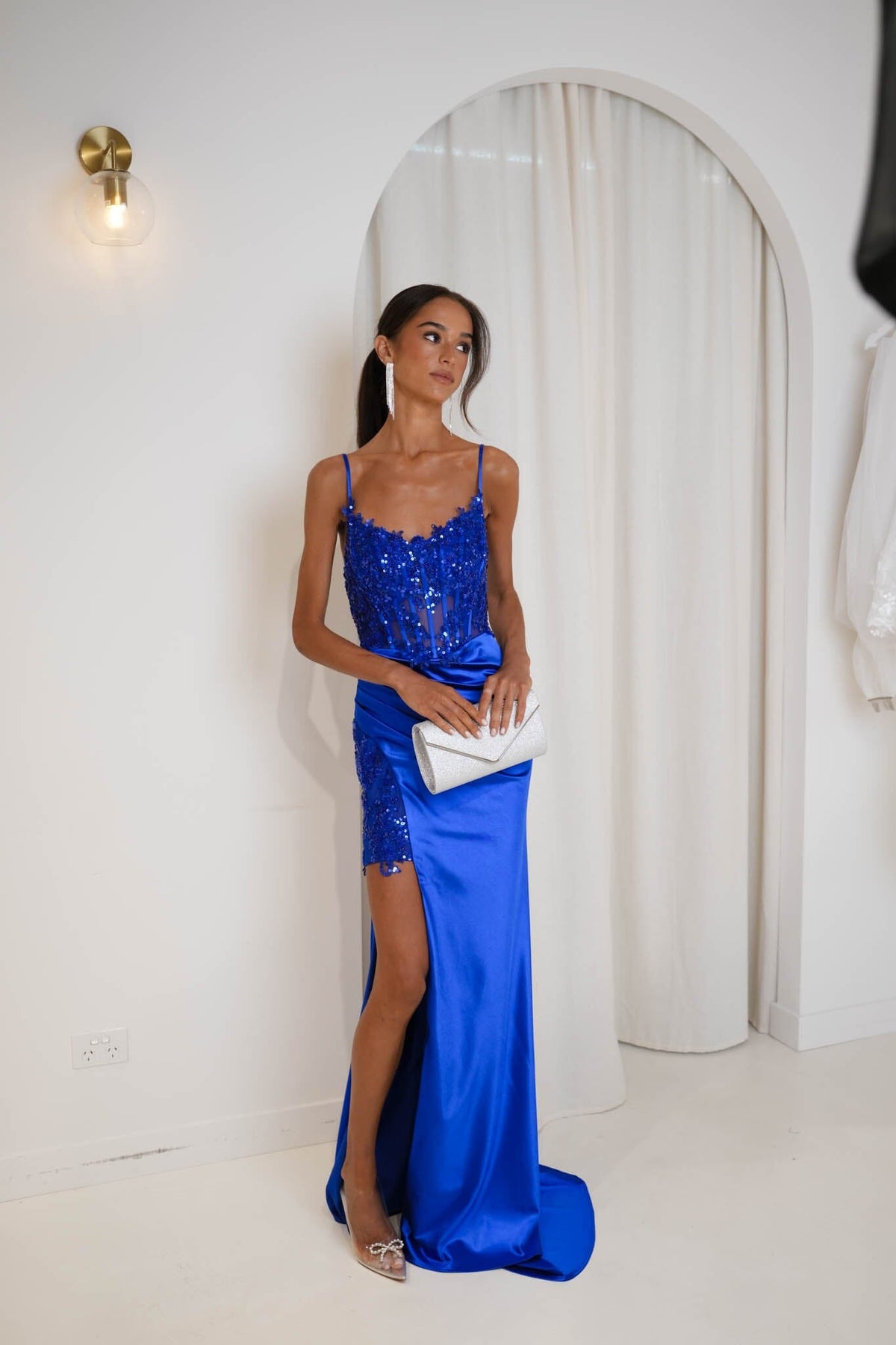 KEIRA Beaded Sequin Corset Gown - Royal Blue