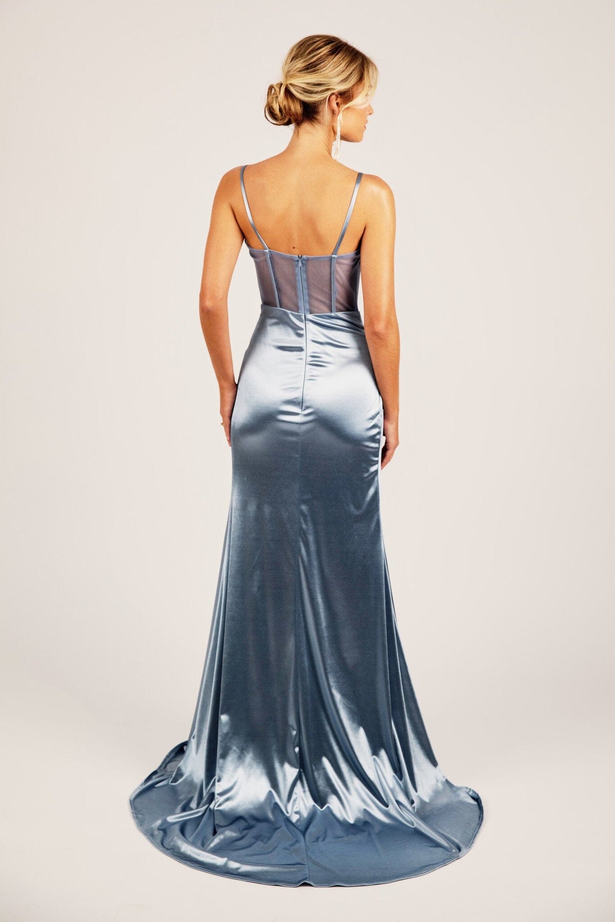 ice blue corset dress Blondie Nites Kailey Sequin Corset Floor Length Dress