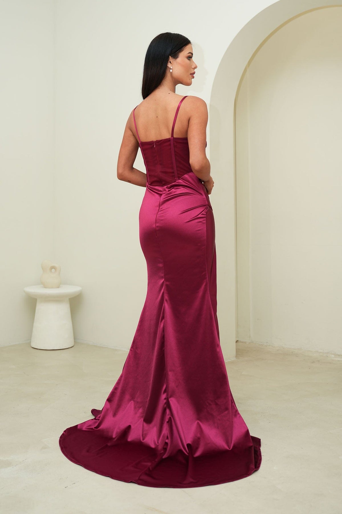 CRYSTAL Corset Gown - Burgundy Noodz Boutique CRYSTAL Corset Gown - Burgundy Noodz Boutique