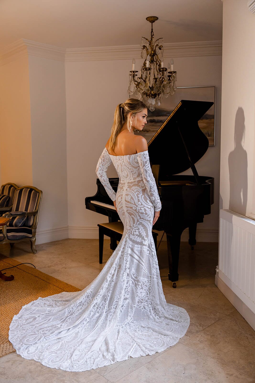 Gianna Off-Shoulder Long Sleeve Wedding Dress Sydney