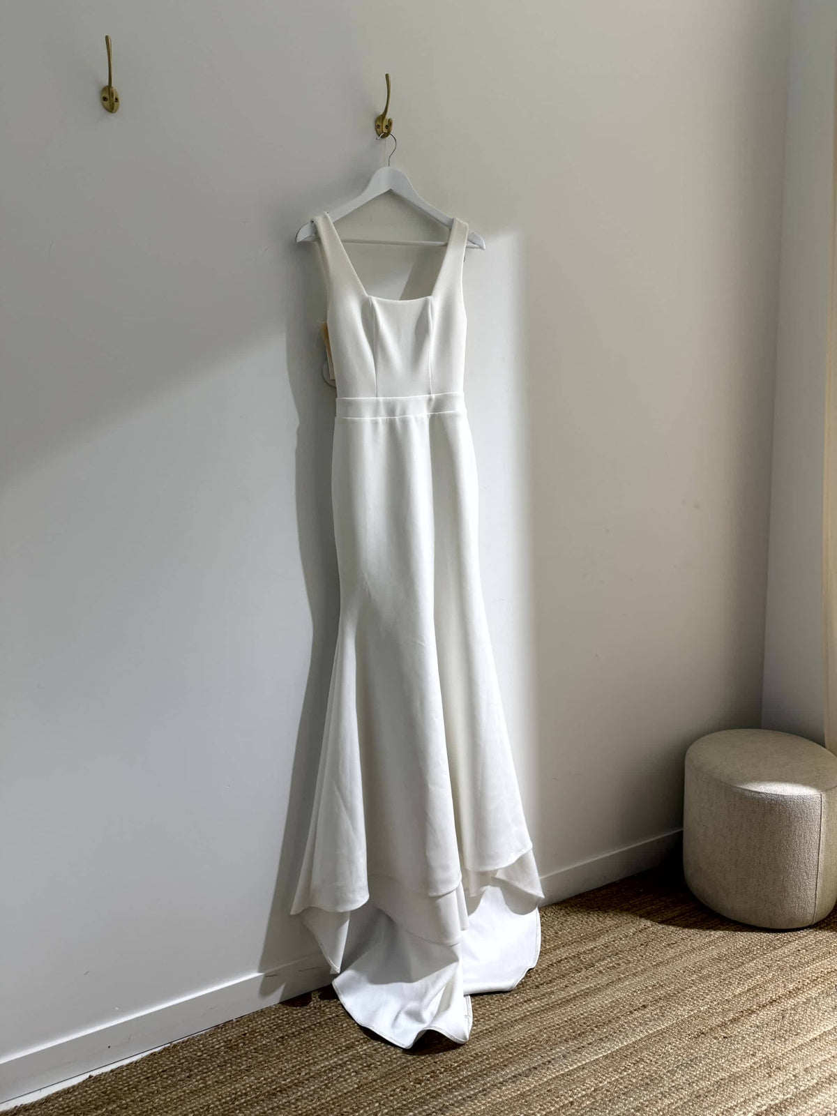 SAMPLE SALE - Gabrielle Square Neck Crepe Gown - Ivory (Size S)