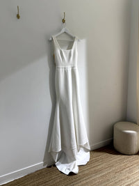 SAMPLE SALE - Gabrielle Square Neck Crepe Gown - Ivory (Size S)