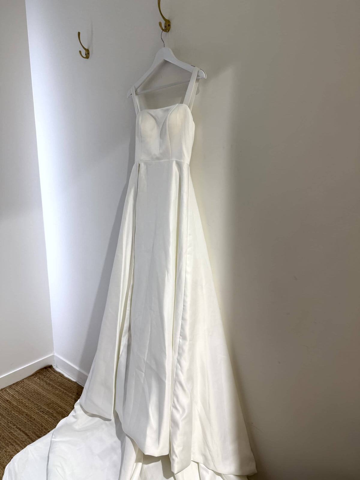 SAMPLE SALE - BIANCA Square Neck A-line Satin Gown - Ivory