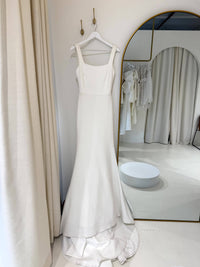 SAMPLE SALE - JORDYN Square Neck Crepe Gown - Ivory (XS)