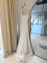 SAMPLE SALE - JORDYN Square Neck Crepe Gown - Ivory (XS)