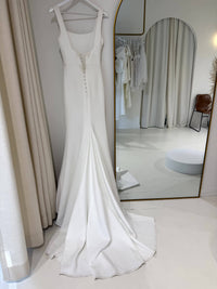 SAMPLE SALE - JORDYN Square Neck Crepe Gown - Ivory (XS)
