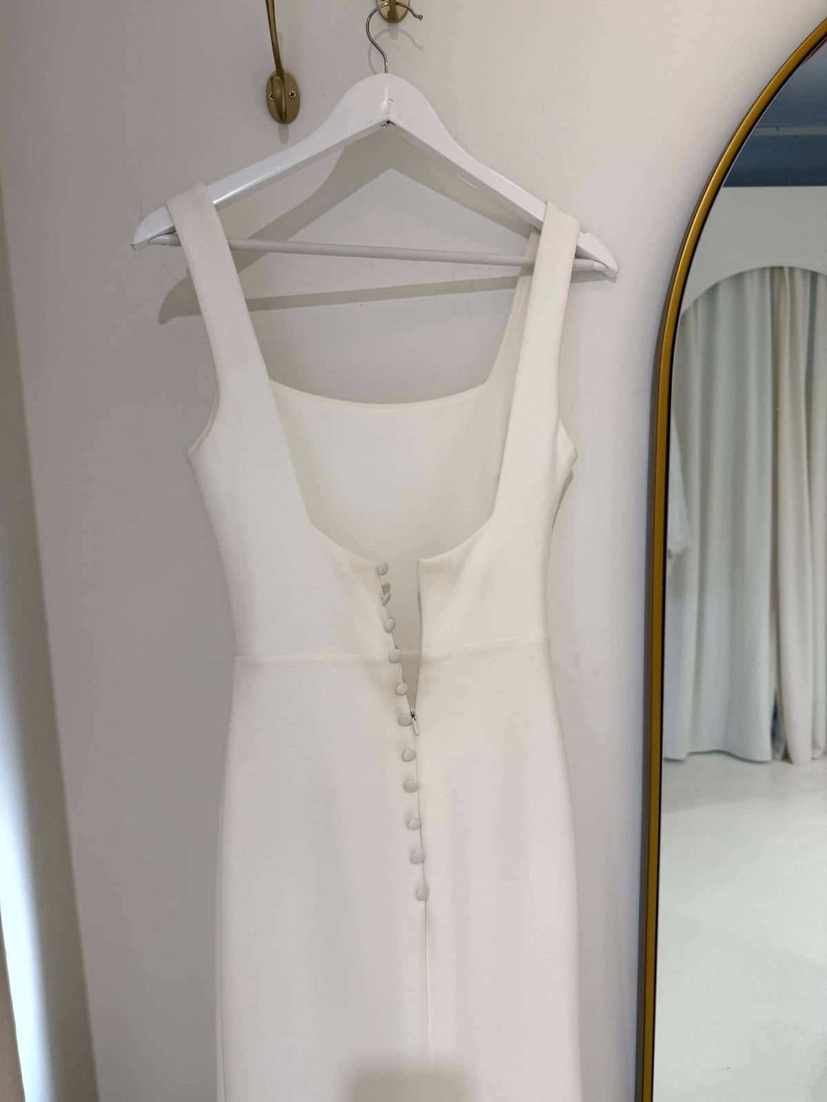 SAMPLE SALE - JORDYN Square Neck Crepe Gown - Ivory (XS)