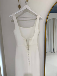 SAMPLE SALE - JORDYN Square Neck Crepe Gown - Ivory (XS)
