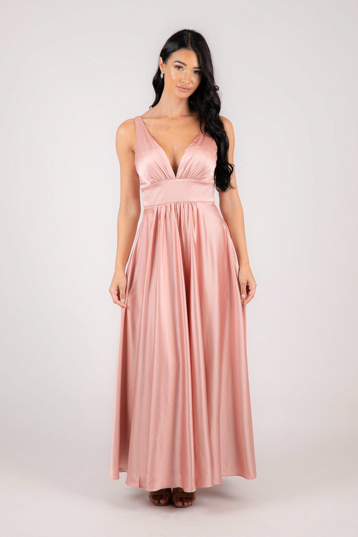 ISABEL A-Line Satin Maxi Dress - Pink Noodz Boutique ISABEL A-Line Satin Maxi Dress - Pink Noodz Boutique
