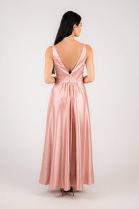 ISABEL A-Line Satin Maxi Dress - Pink