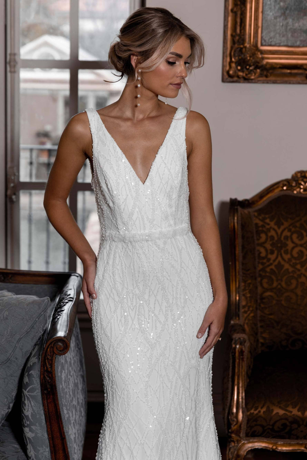 knee length dresses for ladies Kalani Embellished Wedding Dress Sydney main image 0