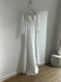 SAMPLE SALE - Marisa Off-Shoulder Long Sleeve Lace Gown - Ivory