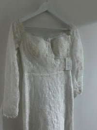 SAMPLE SALE - Marisa Off-Shoulder Long Sleeve Lace Gown - Ivory