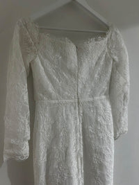 SAMPLE SALE - Marisa Off-Shoulder Long Sleeve Lace Gown - Ivory