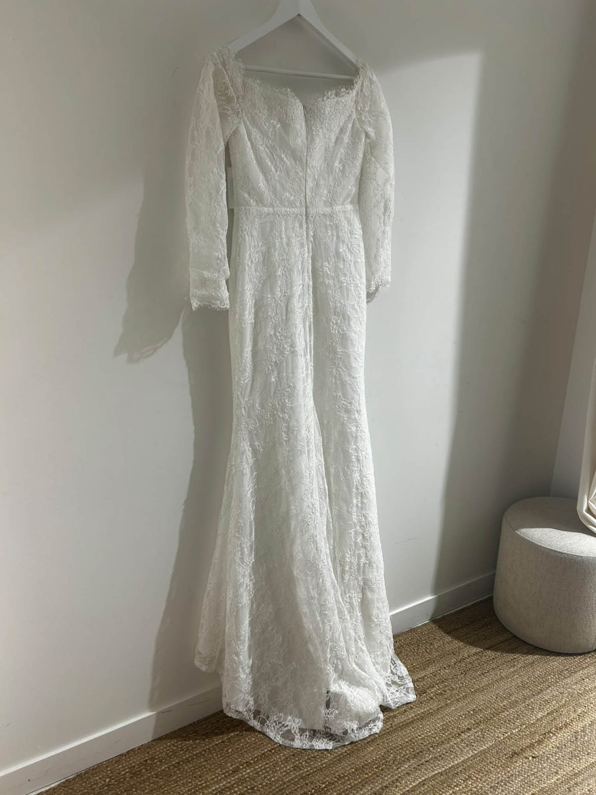 SAMPLE SALE - Marisa Off-Shoulder Long Sleeve Lace Gown - Ivory