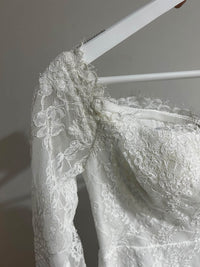 SAMPLE SALE - Marisa Off-Shoulder Long Sleeve Lace Gown - Ivory