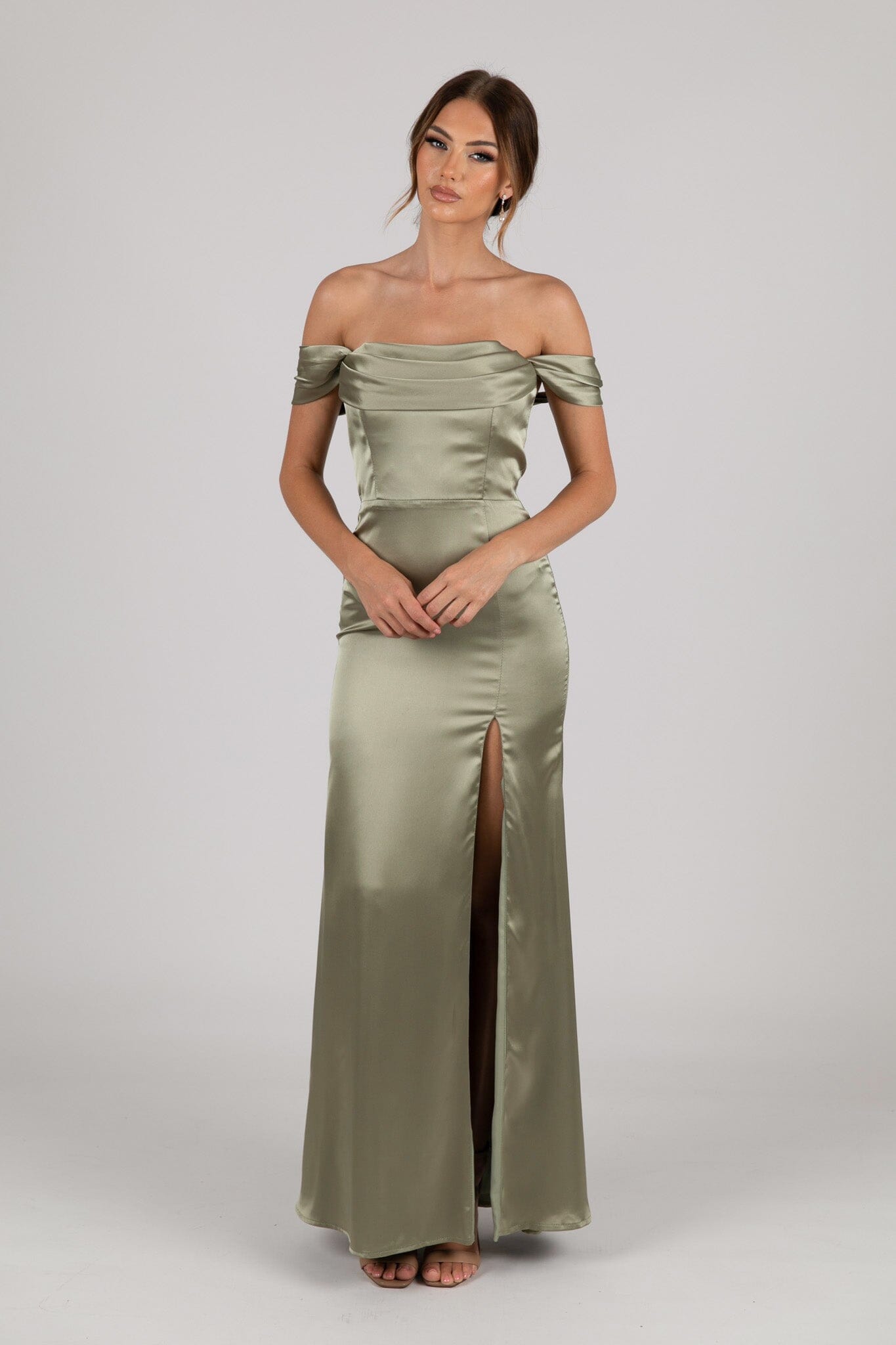 Peyton Strapless Satin Maxi Dress