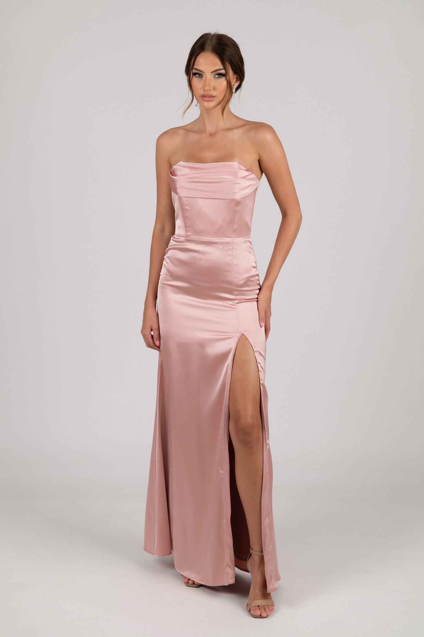 Peyton Strapless Satin Maxi Dress Dusty Pink – Noodz Boutique