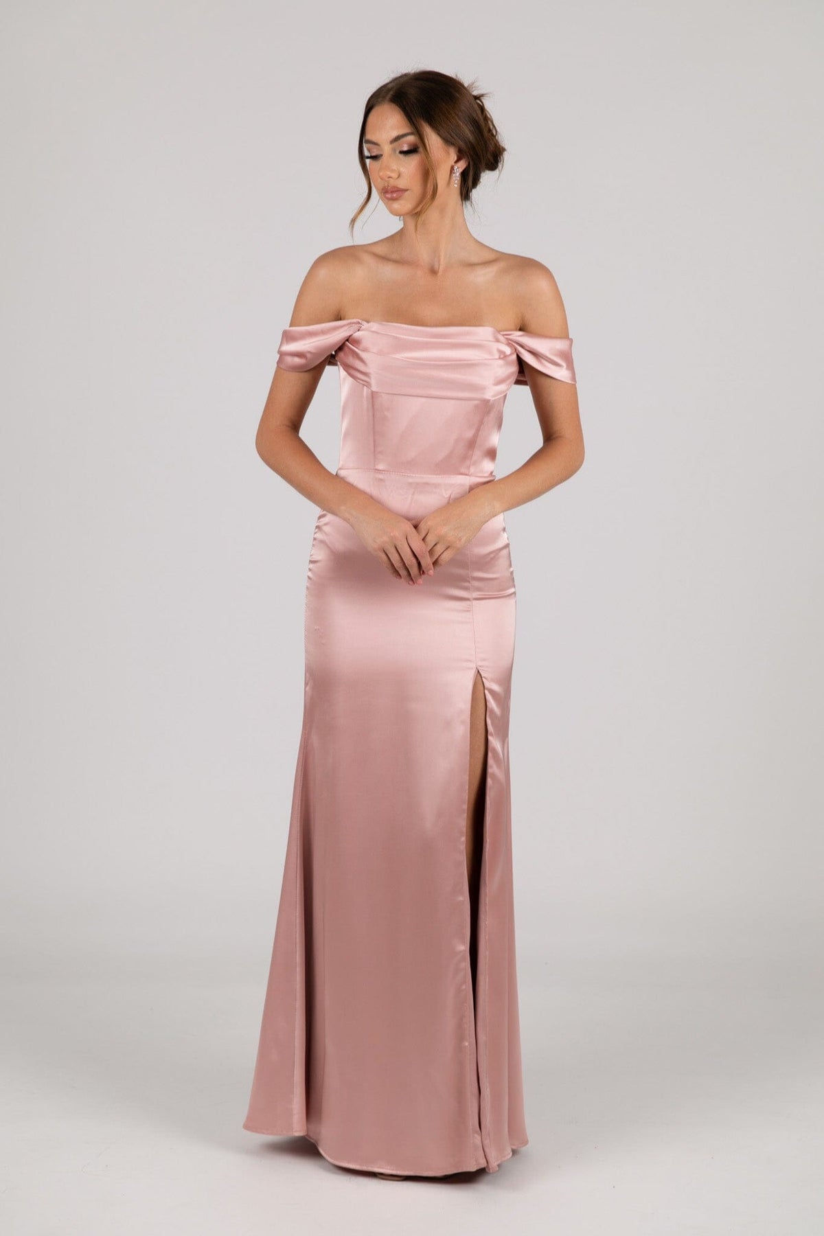 Peyton Strapless Satin Maxi Dress