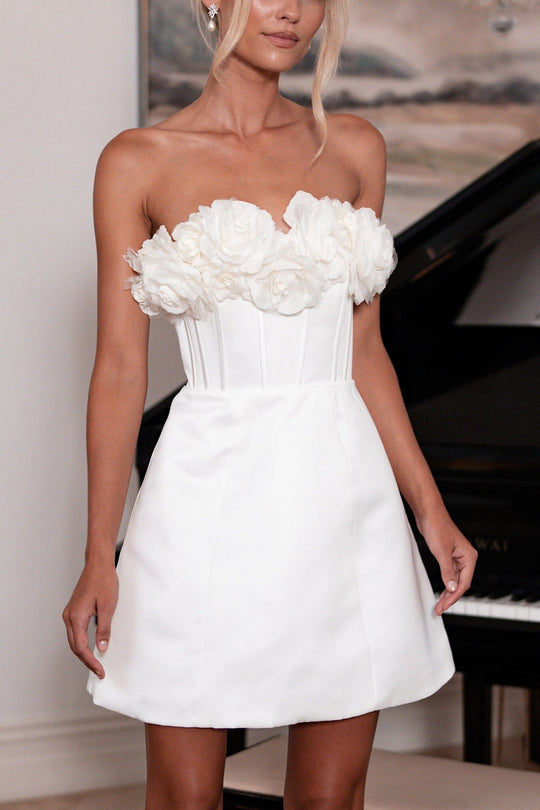 ROSELLA Rose Strapless Mini Dress - Ivory
