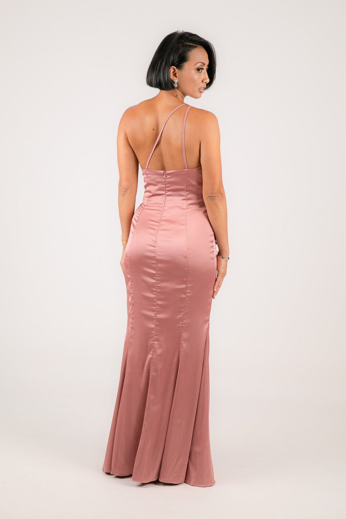SELENE One Shoulder Satin Maxi Dress - Dusty Pink Noodz Boutique SELENE One Shoulder Satin Maxi Dress - Dusty Pink Noodz Boutique