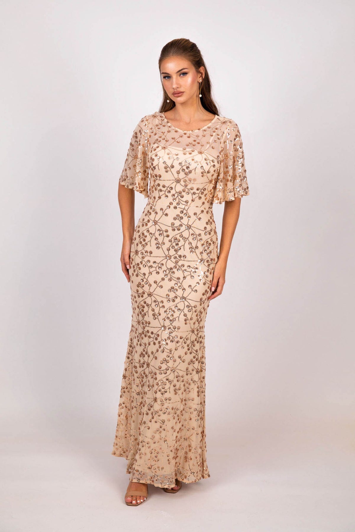 Simona Pattern Sequin Gown