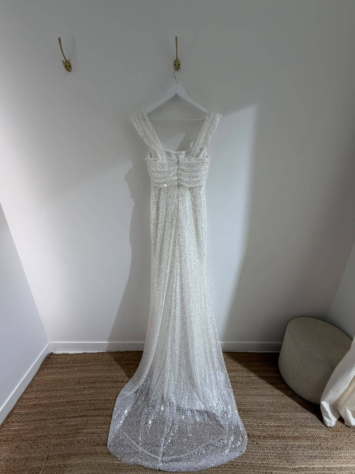 SAMPLE SALE - Valencia Off-Shoulder Beaded Corset Gown - Ivory
