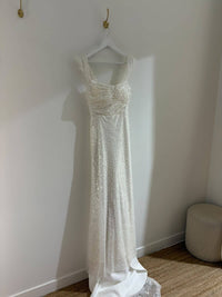 SAMPLE SALE - Valencia Off-Shoulder Beaded Corset Gown - Ivory