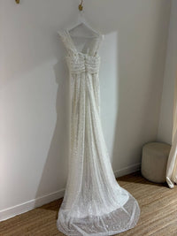 SAMPLE SALE - Valencia Off-Shoulder Beaded Corset Gown - Ivory