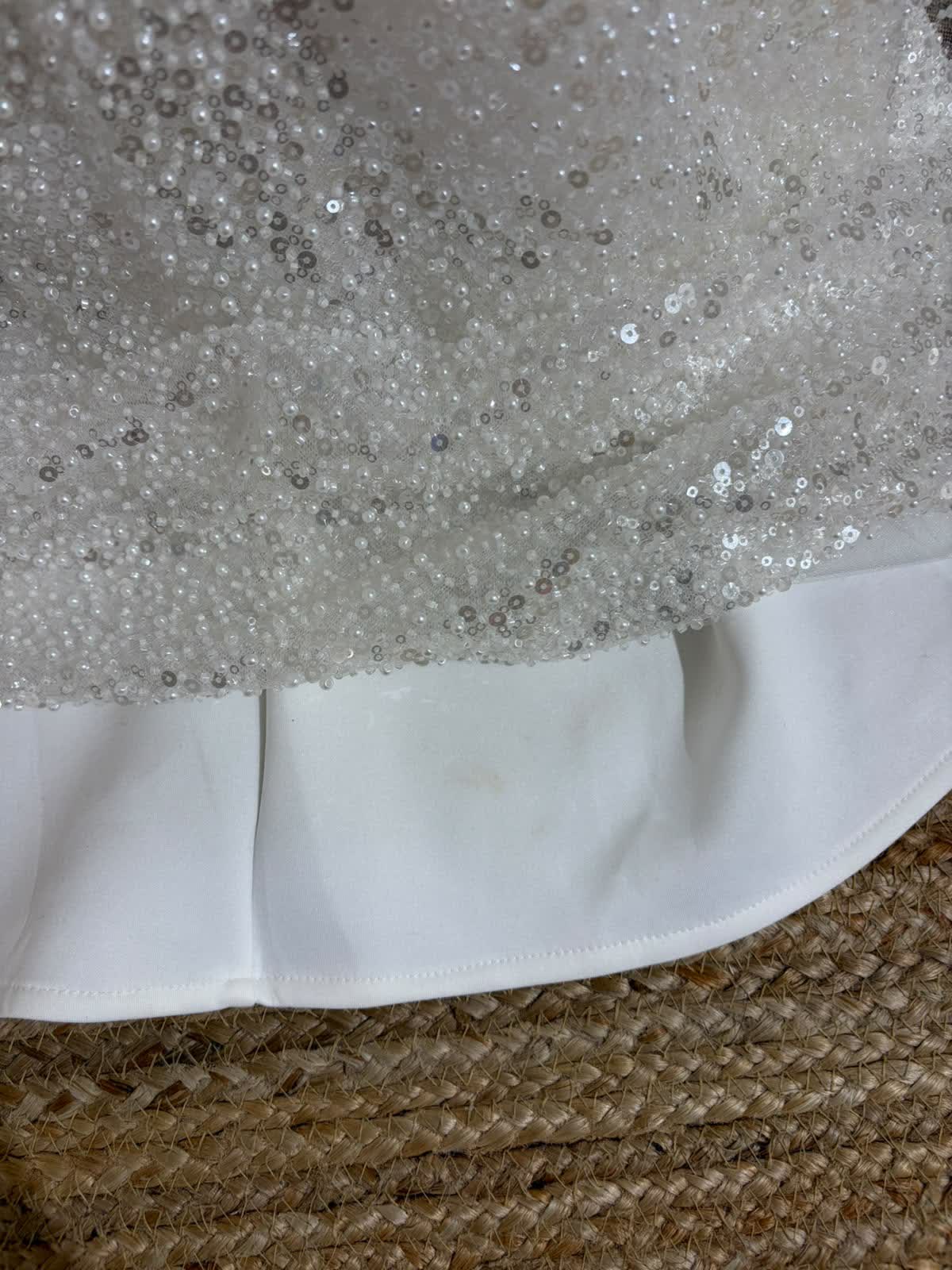 SAMPLE SALE - Valencia Off-Shoulder Beaded Corset Gown - Ivory
