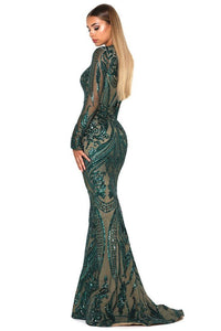 Style 1705 Long Sleeve Gown in Emerald by Portia & Scarlett (Last Pieces - S & XXL)