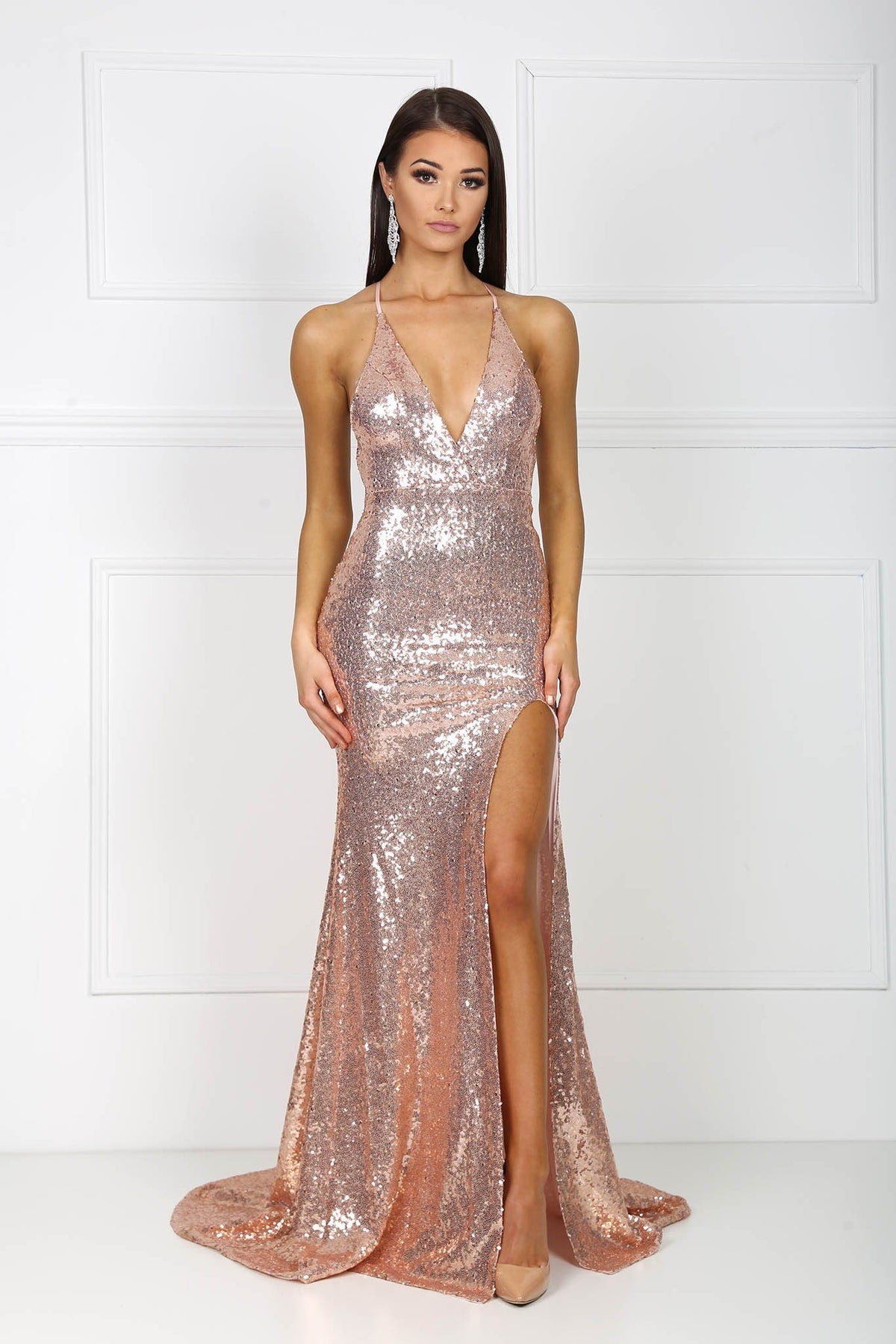 Gemma Front Slit Sequin Gown - Multiple Colors Available