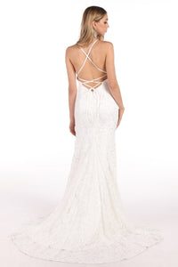 Amora Lace Gown with Slit - White