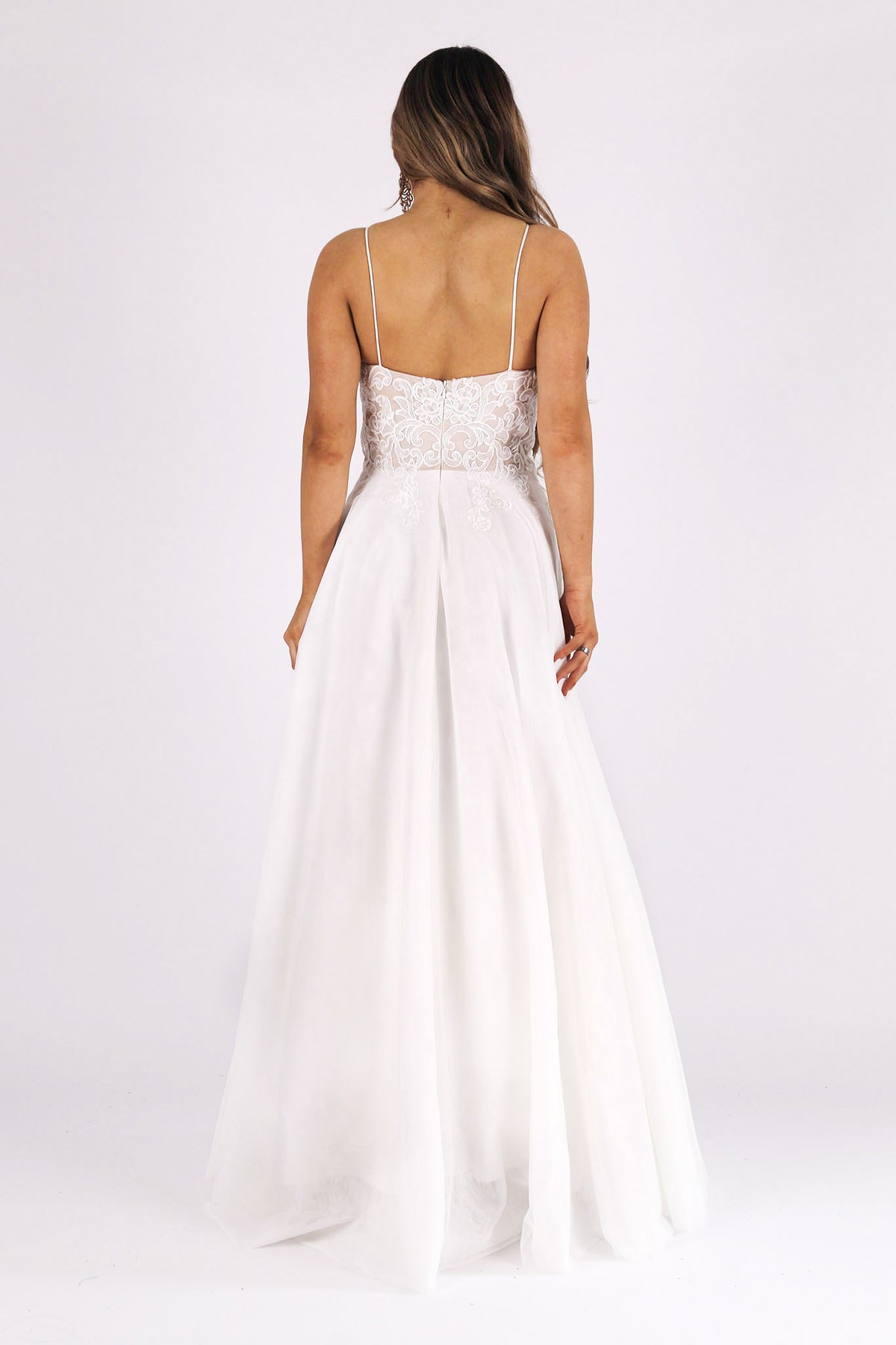ANNIKA A-line Wedding Gown - White/Nude (S - Clearance Sale)