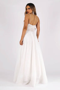 ANNIKA A-line Wedding Gown - White/Nude (S - Clearance Sale)