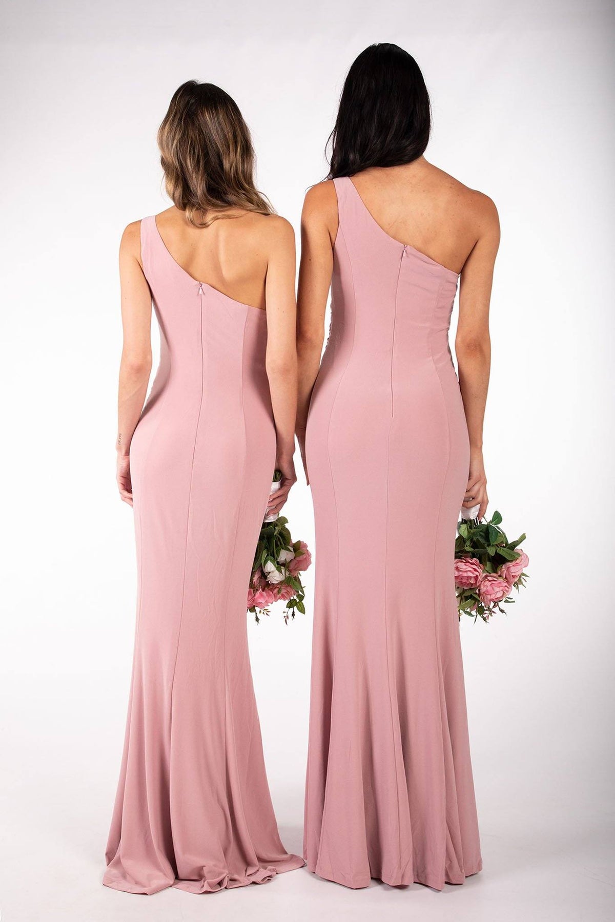 ABIGAIL One Shoulder Maxi Column Dress - Dusty Pink